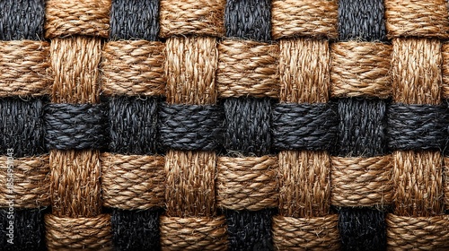 Detailed Braided Texture Close Up in Brown and Black Material Background