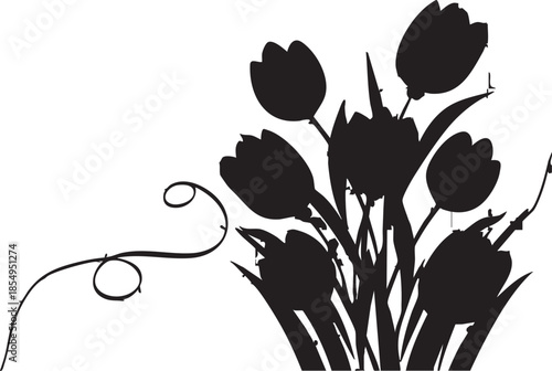 Tulip flower silhouette vector - floral design element eps