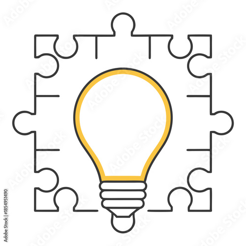 Innovation Concept With Puzzle Pieces And Lightbulb Idea, Creative Problem Solving Strategy