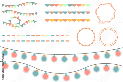 Decoration Elements  Festive Bunting and String Lights