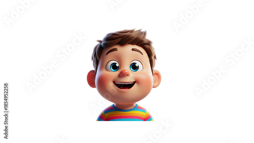 Cartoon boy smiling wearing striped shirt