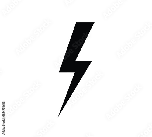 A simple illustration depicts a stark black lightning bolt symbol against a plain white background conveying energy