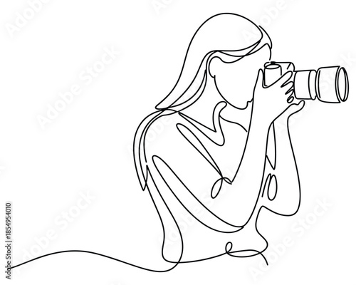 Woman Photographer Capturing Moment with Camera