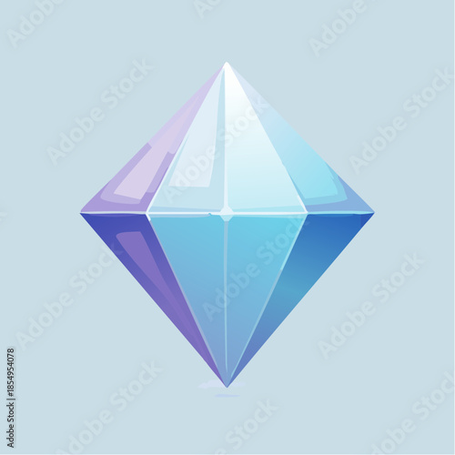 A stylized diamond with blue and purple hues, reflecting light and showcasing its facets.