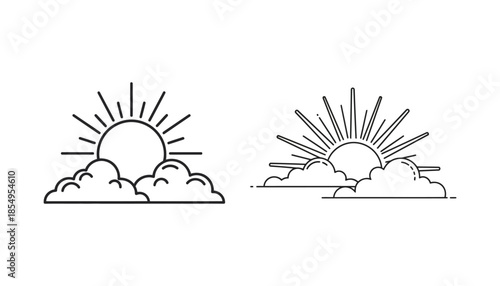 Contrasting sunny weather illustrations with cloudy skies