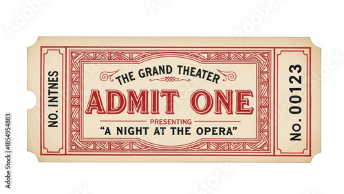 Vintage Grand Theater Admit One Ticket A Night at the Opera image
