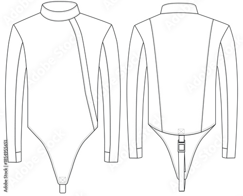 Man Ecostar FIED Fencing Jacket Vector Professional Fencing Uniform Technical Flat 