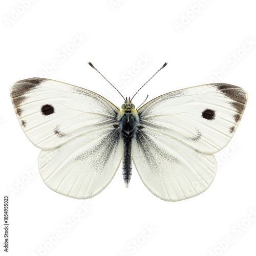 White butterfly with black spots on black background insect lepidoptera