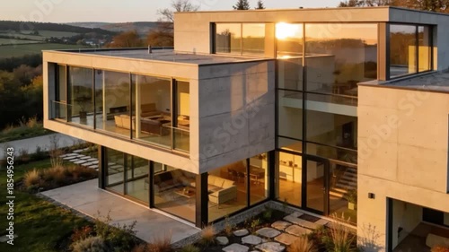 Wallpaper Mural Modern luxury apartment architecture featuring a contemporary building exterior in the city at morning light with a new domestic interior design including wood floors and large windows Torontodigital.ca