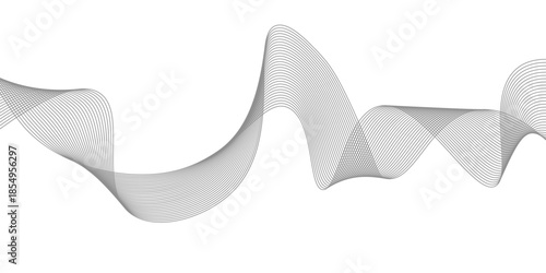 Abstract wave element for design. Digital frequency track equalizer. Stylized line art background. Vector illustration. Wave with lines created using blend tool. smooth gray