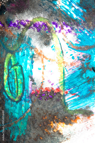 Wild abstract paint and pencil lines splashes vibrant art background