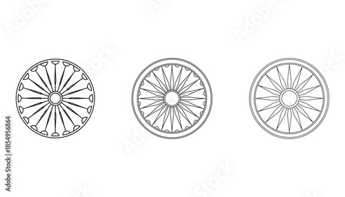 Three oval shaped jewel designs with radiating lines and ornate details