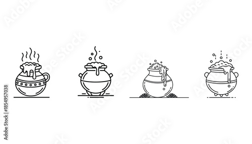 Four whimsical cartoon creatures with unique facial expressions and body language standing in a row