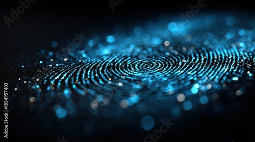Abstract Glowing Biometric Scan Detail Fingerprint Identification Technology Background