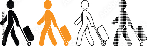 Traveling people with luggage icons