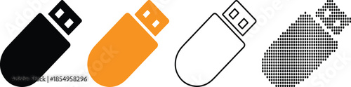 usb flash drive icons set
