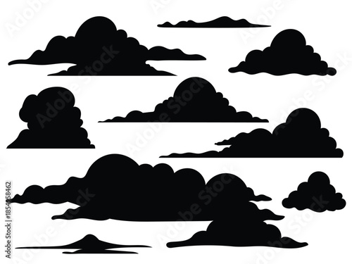Collection of cloud silhouette, weater sky clouds
