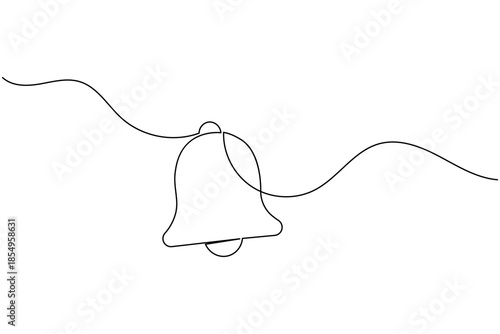 Minimalist Bell Continuous Line Drawing for Notification and Alert Concepts