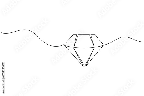 Continuous Line Drawing of a Diamond Gemstone Luxury Minimalist Icon
