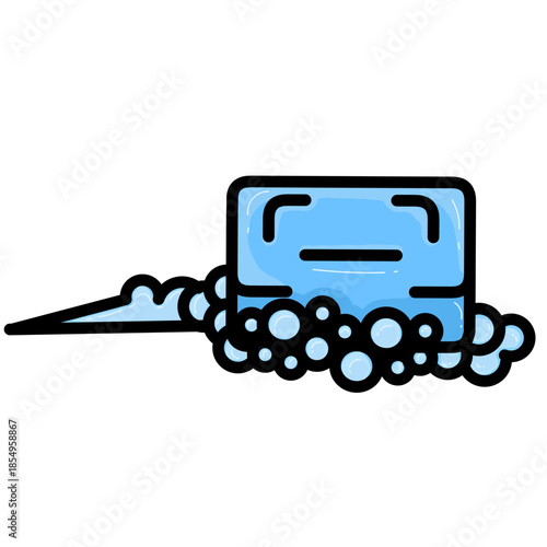 Bar Soap with Foam and Bubbles Illustration. 