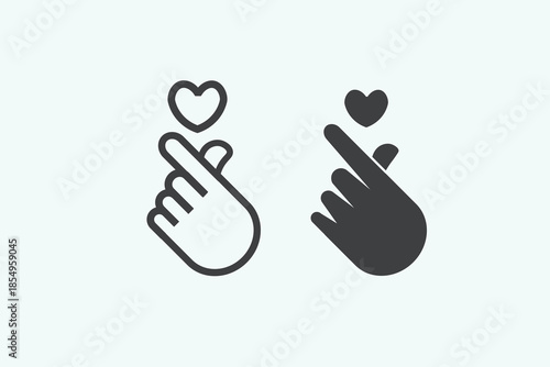 Finger heart hand gesture vector icons expressing love and affection. Perfect for modern social media content, youth branding, relationship themes, and emotional graphics.