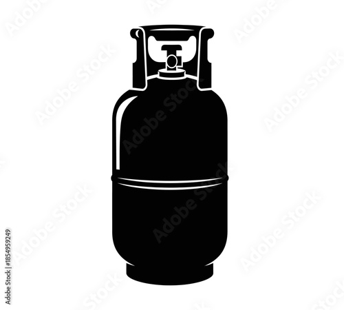 Black silhouette of a propane tank a common container for fuel storage and use