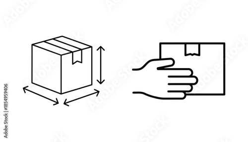 Package dimensions and handling instructions diagram