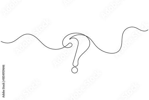 Continuous Line Drawing of Question Mark Minimalist Help FAQ Concept