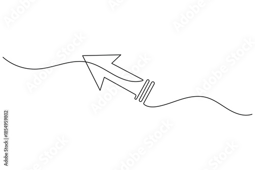 Minimalist Left Arrow Pointer Continuous Line Drawing Selection Icon