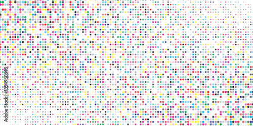 Golden shiny halftone effect pattern. Gold round glitter dots texture. Dots pop art background. Yellow dots on black Background. Random color gradient vector, gold ornament. Abstract design element