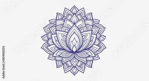 Intricate Blue Lotus Mandala Design, Spiritual Harmony, Zen Meditation Symbol