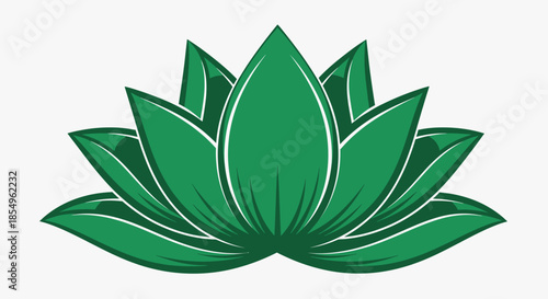 Green Lotus Flower Illustration - Symbol of Purity, Enlightenment, and Nature