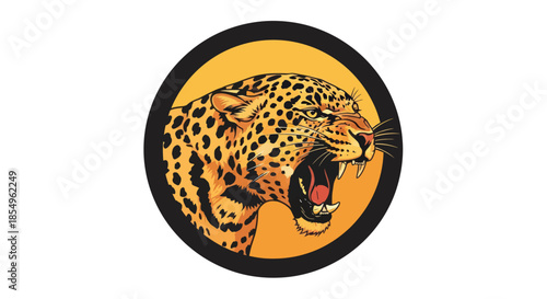 Fierce Jaguar Roaring Graphic Illustration