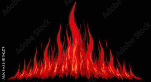 Fiery Flames Igniting on Black Background