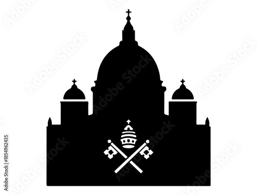  Basilica Church with special honor granted by the Pope Icon on White Silhouette white background.