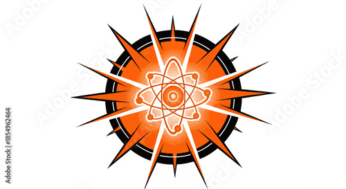 Atomic Energy Symbol Burst, Orange Glow