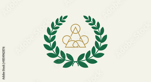Laurel Wreath Emblem with Geometric Design, Symbol of Achievement