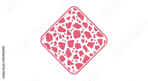 Pink Terrazzo Pattern Diamond Shape with Rounded Corners on White Background