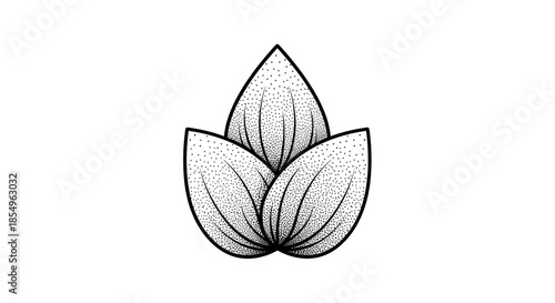 Stippled Leaves Art: Minimalist Botanical Illustration with Dotwork Texture