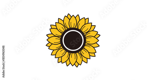 Stylized Sunflower Icon Isolated on White Background