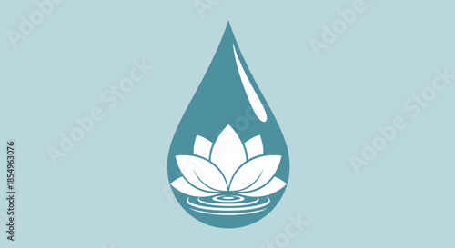 Water Drop with Lotus Flower Symbolizing Purity, Serenity, and Spa