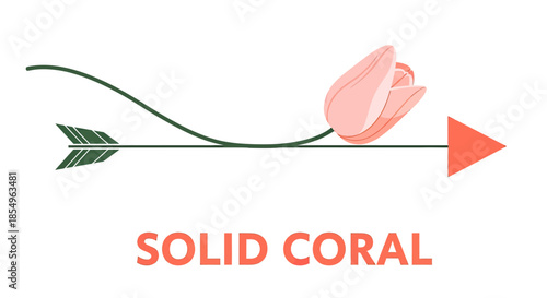 Coral Tulip Arrow Graphic - Modern Design, Floral Element, Directional Symbol
