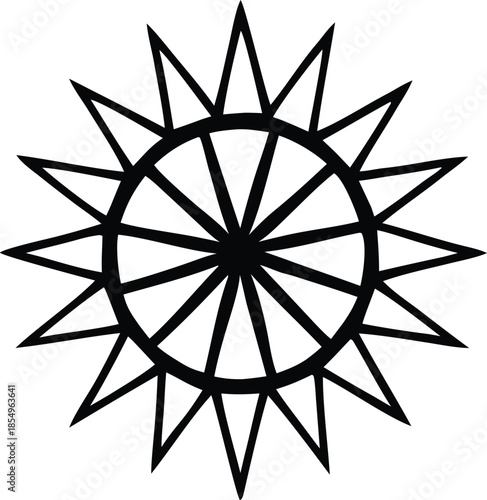 Black abstract starburst geometric shape white