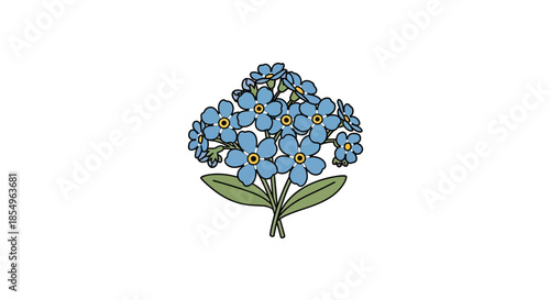Delicate Blue Forget-Me-Not Flowers Bouquet Isolated on White