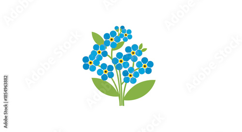 Blue Forget-Me-Not Flowers Bunch Illustration