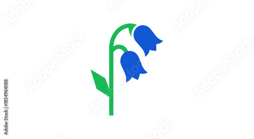 Bluebell flower icon, minimalist design, simple elegant floral illustration