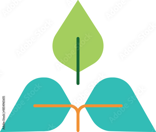 Green leaf lungs illustration, eco breathing concept, environmental health symbol, clean air nature design, sustainable ecology vector icon, minimalist background