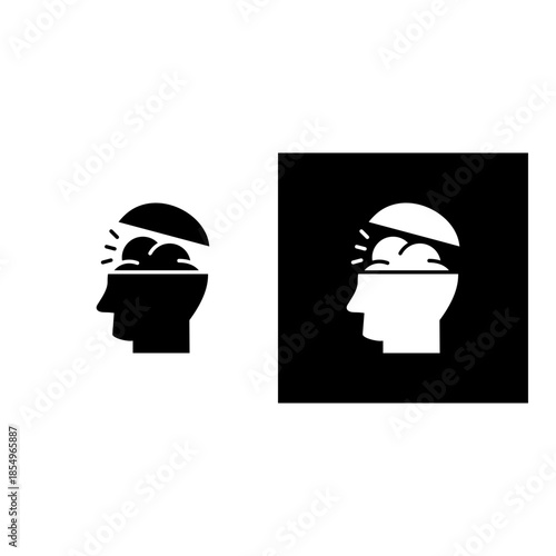 Open Mind icon black and white filled.