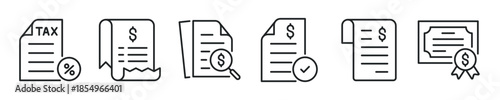 Financial document thin line icon set. Web minimal editable stroke icons