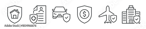 Insurance thin line icon set. Web minimal editable stroke icons
